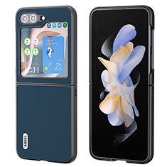Samsung Galaxy Z Flip5 5G用ハイブリットバンパーケース 高級感 手触り良いレザー柄 兼プラスチック AD2 サムスン ネイビー
