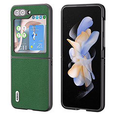 Samsung Galaxy Z Flip5 5G用ハイブリットバンパーケース 高級感 手触り良いレザー柄 兼プラスチック AD4 サムスン グリーン