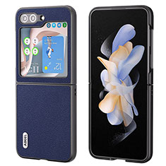 Samsung Galaxy Z Flip5 5G用ハイブリットバンパーケース 高級感 手触り良いレザー柄 兼プラスチック AD4 サムスン ネイビー