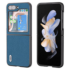Samsung Galaxy Z Flip5 5G用ハイブリットバンパーケース 高級感 手触り良いレザー柄 兼プラスチック BH7 サムスン ネイビー
