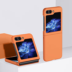 Samsung Galaxy Z Flip5 5G用ハードケース プラスチック 質感もマット 前面と背面 360度 フルカバー BH3 サムスン オレンジ