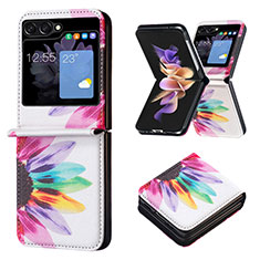 Samsung Galaxy Z Flip5 5G用ハイブリットバンパーケース 高級感 手触り良いレザー柄 兼プラスチック BF1 サムスン マルチカラー