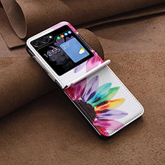Samsung Galaxy Z Flip5 5G用ハイブリットバンパーケース 高級感 手触り良いレザー柄 兼プラスチック BF2 サムスン マルチカラー