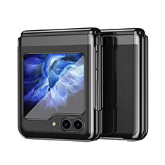 Samsung Galaxy Z Flip5 5G用ハードケース プラスチック 質感もマット 前面と背面 360度 フルカバー QH2 サムスン ブラック