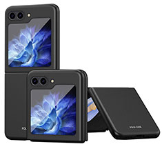 Samsung Galaxy Z Flip5 5G用ハードケース プラスチック 質感もマット 前面と背面 360度 フルカバー QH4 サムスン ブラック