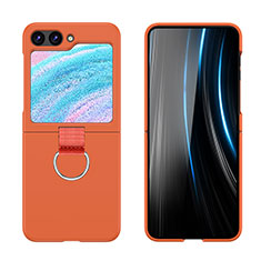 Samsung Galaxy Z Flip5 5G用ハードケース プラスチック 質感もマット 前面と背面 360度 フルカバー Z03L サムスン オレンジ