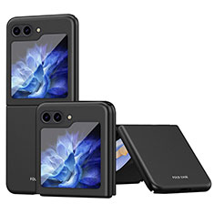 Samsung Galaxy Z Flip5 5G用ハードケース プラスチック 質感もマット アンド指輪 マグネット式 AN1 サムスン ブラック