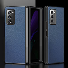 Samsung Galaxy Z Fold2 5G用ハイブリットバンパーケース 高級感 手触り良いレザー柄 兼プラスチック S05 サムスン ネイビー
