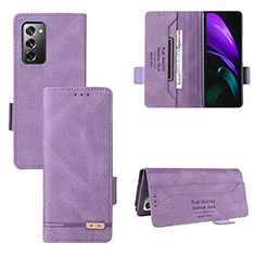Samsung Galaxy Z Fold2 5G用手帳型 レザーケース スタンド カバー L08Z サムスン パープル