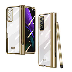 Samsung Galaxy Z Fold2 5G用ハードカバー クリスタル クリア透明 H03 サムスン ゴールド