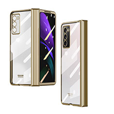 Samsung Galaxy Z Fold2 5G用ハードカバー クリスタル クリア透明 H04 サムスン ゴールド