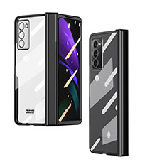 Samsung Galaxy Z Fold2 5G用ハードカバー クリスタル クリア透明 H04 サムスン ブラック