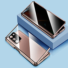 Samsung Galaxy Z Fold2 5G用ケース 高級感 手触り良い アルミメタル 製の金属製 360度 フルカバーバンパー 鏡面 カバー サムスン ゴールド