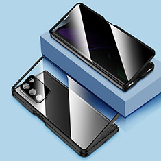 Samsung Galaxy Z Fold2 5G用ケース 高級感 手触り良い アルミメタル 製の金属製 360度 フルカバーバンパー 鏡面 カバー サムスン ブラック