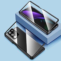 Samsung Galaxy Z Fold2 5G用ケース 高級感 手触り良い アルミメタル 製の金属製 360度 フルカバーバンパー 鏡面 カバー P01 サムスン ブラック