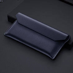 Samsung Galaxy Z Fold2 5G用ハンドバッグ ポーチ 財布型ケース レザー ユニバーサル サムスン ネイビー
