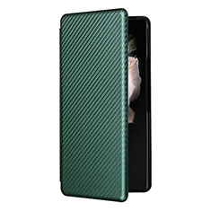 Samsung Galaxy Z Fold3 5G用手帳型 レザーケース スタンド カバー L11Z サムスン グリーン