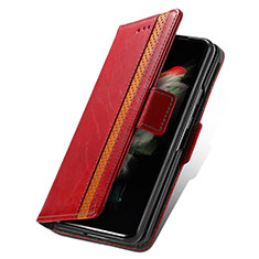 Samsung Galaxy Z Fold3 5G用手帳型 レザーケース スタンド カバー S03D サムスン レッド