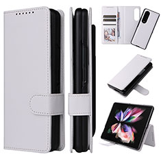 Samsung Galaxy Z Fold3 5G用手帳型 レザーケース スタンド カバー L17Z サムスン ホワイト