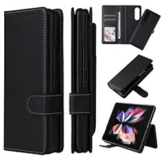 Samsung Galaxy Z Fold3 5G用手帳型 レザーケース スタンド カバー L17Z サムスン ブラック