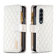 Samsung Galaxy Z Fold3 5G用手帳型 レザーケース スタンド カバー B12F サムスン ホワイト