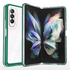 Samsung Galaxy Z Fold3 5G用ハイブリットバンパーケース クリア透明 プラスチック 鏡面 カバー MQ1 サムスン グリーン