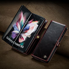 Samsung Galaxy Z Fold3 5G用手帳型 レザーケース スタンド カバー CS3 サムスン レッド