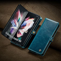Samsung Galaxy Z Fold3 5G用手帳型 レザーケース スタンド カバー CS3 サムスン ネイビー