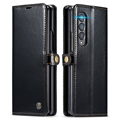 Samsung Galaxy Z Fold3 5G用手帳型 レザーケース スタンド カバー C01S サムスン ブラック