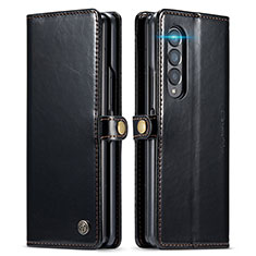 Samsung Galaxy Z Fold3 5G用手帳型 レザーケース スタンド カバー CS2 サムスン ブラック