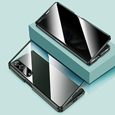Samsung Galaxy Z Fold3 5G用ケース 高級感 手触り良い アルミメタル 製の金属製 360度 フルカバーバンパー 鏡面 カバー P02 サムスン グリーン