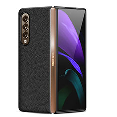 Samsung Galaxy Z Fold4 5G用ハイブリットバンパーケース 高級感 手触り良いレザー柄 兼プラスチック S05 サムスン ブラック