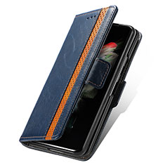 Samsung Galaxy Z Fold4 5G用手帳型 レザーケース スタンド カバー S03D サムスン ネイビー