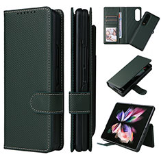 Samsung Galaxy Z Fold4 5G用手帳型 レザーケース スタンド カバー L17Z サムスン グリーン