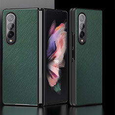 Samsung Galaxy Z Fold4 5G用ハイブリットバンパーケース 高級感 手触り良いレザー柄 兼プラスチック L05 サムスン グリーン