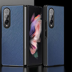 Samsung Galaxy Z Fold4 5G用ハイブリットバンパーケース 高級感 手触り良いレザー柄 兼プラスチック L05 サムスン ネイビー