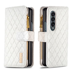 Samsung Galaxy Z Fold4 5G用手帳型 レザーケース スタンド カバー B12F サムスン ホワイト