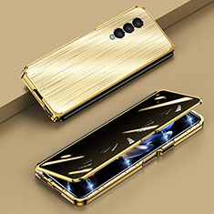 Samsung Galaxy Z Fold4 5G用360度 フルカバー ケース 高級感 手触り良い アルミメタル 製の金属製 P01 サムスン ゴールド
