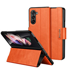 Samsung Galaxy Z Fold5 5G用手帳型 レザーケース スタンド カバー LD1 サムスン オレンジ
