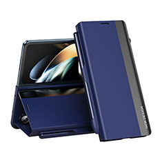 Samsung Galaxy Z Fold5 5G用手帳型 レザーケース スタンド カバー QH2 サムスン ネイビー