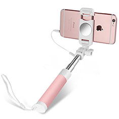 Huawei G7 Plus用有線 じどり棒 自撮り棒自分撮りスティック セルフィスティック S02 ピンク