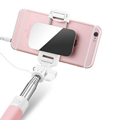 Huawei G Play Mini用有線 じどり棒 自撮り棒自分撮りスティック セルフィスティック S05 ピンク