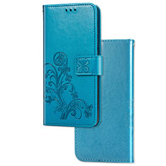 Sony Xperia 1用手帳型 レザーケース スタンド 花 カバー ソニー ネイビー