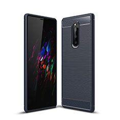 Sony Xperia 1用シリコンケース ソフトタッチラバー ツイル カバー ソニー ネイビー