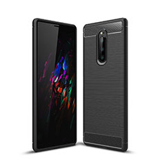 Sony Xperia 1用シリコンケース ソフトタッチラバー ツイル カバー ソニー ブラック