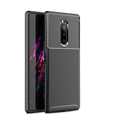 Sony Xperia 1用シリコンケース ソフトタッチラバー ツイル カバー S01 ソニー ブラック