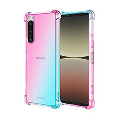 Sony Xperia 1 II用極薄ソフトケース グラデーション 勾配色 クリア透明 ソニー ブルー