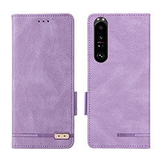 Sony Xperia 1 III用手帳型 レザーケース スタンド カバー L07Z ソニー パープル