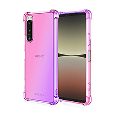 Sony Xperia 1 III用極薄ソフトケース グラデーション 勾配色 クリア透明 ソニー ラベンダー