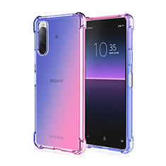 Sony Xperia 10 III SOG04用極薄ソフトケース グラデーション 勾配色 クリア透明 ソニー ピンク